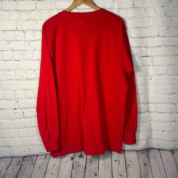 Majestic New England Patriots Long Sleeve T Shirt Front Logo NFL Red XL Mens - Picture 4 of 6